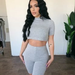 ERIKOOTD Abby Biker Shorts Set(Heather Grey)