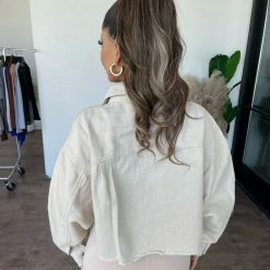 Miss Love Tops Kate Denim Button Jacket(Beige/Stone)